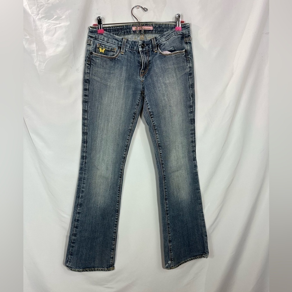 anoname embroidered light wash bootcut jeans size 27